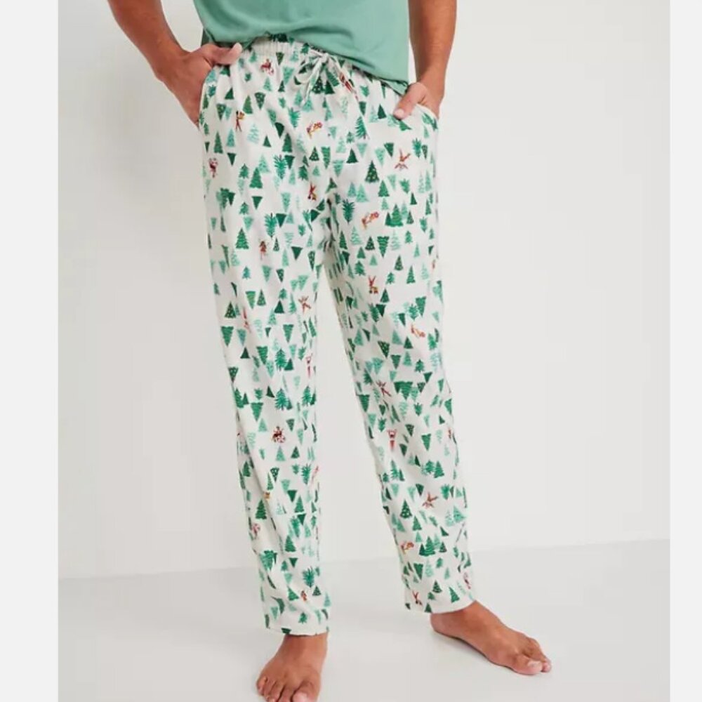 NWT Old Navy Express YourElf! Christmas Tree Elf Flannel Pajama Pants Men M L